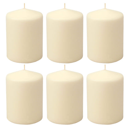 Stonebriar 35 Hour 3x4 Unscented Ivory Pillar Candles + 96 Pack Unscented Smokeless Clear Cup Tea Light Candles