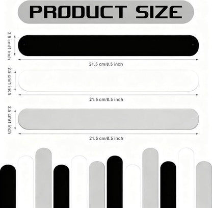 Charniol Wrapping Paper Roll Holder - 12-Piece Silicone Covered Metal Strips | 1 x 9 Inch Stabilizer in Black, White, Gray