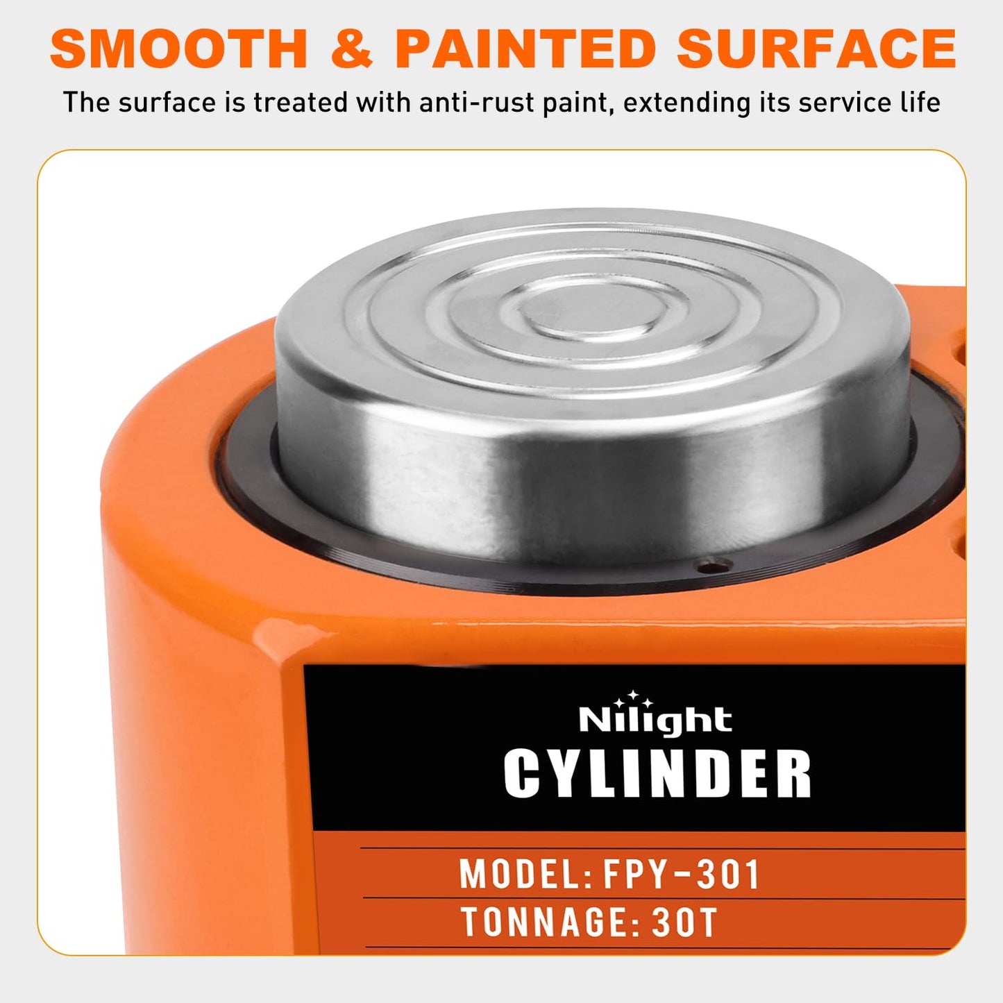 Nilight 30 Ton Hydraulic Cylinder Jack Porta Power Ram, Heavy Duty Low Profile 0.55 Inch Stroke Automatically Retract Mini Jack Ram Single Acting Lifting Cylinders for Machinery Shipbuilding, Orange