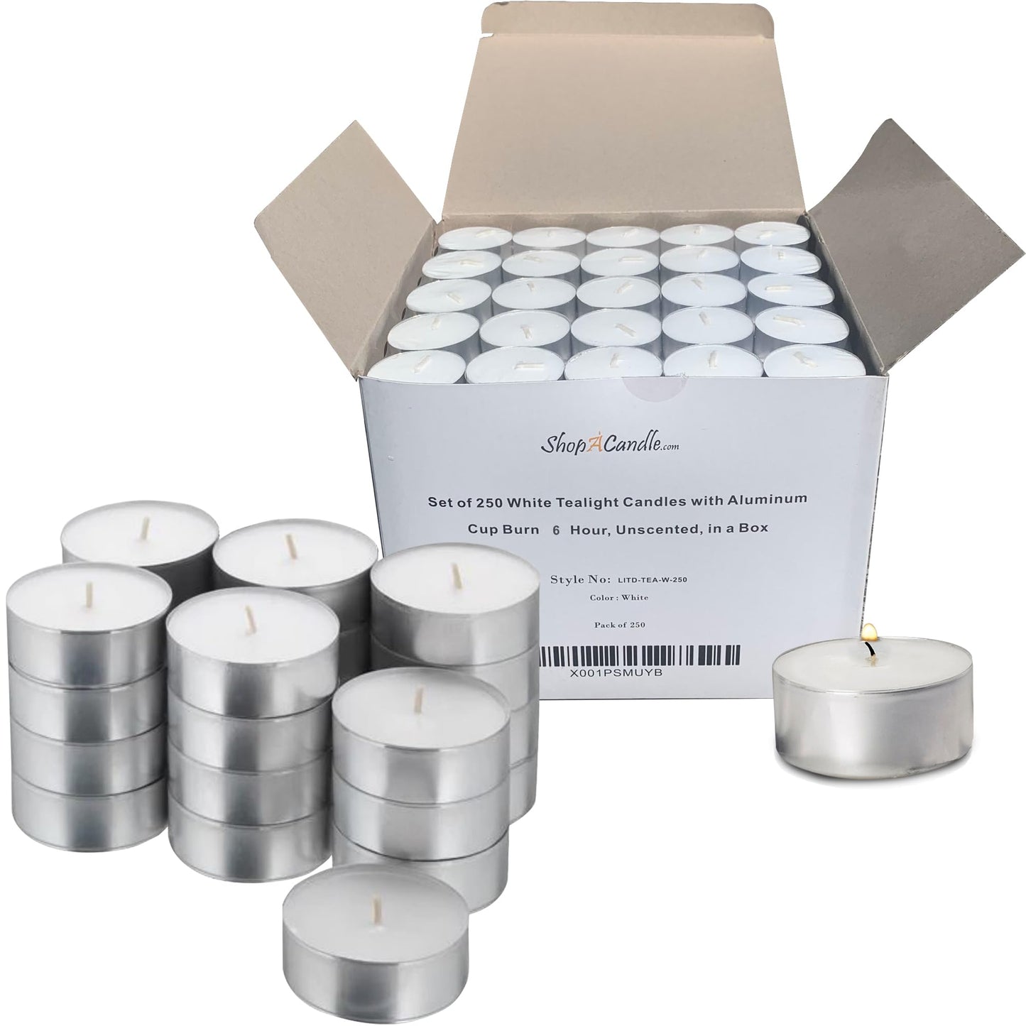 Tea Light Candles in Metal Cups - 6 Hours Clean, Long Burning White Unscented Tea 250 Votive Candles Bulk for Romantic Dinner, Wedding, Spa & Hotels by PARNOO