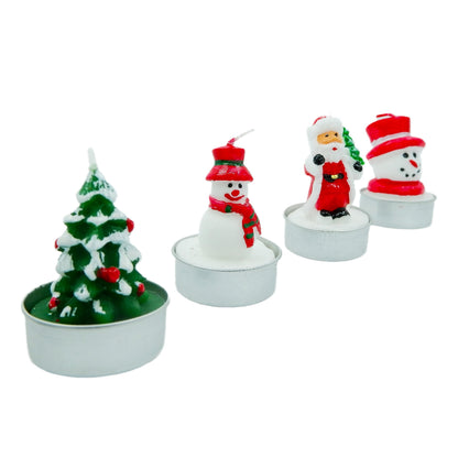 KCVC 12 Pcs Unscented Tealight Candles Set B for Christmas Decoration Santa Claus, Snowman, Pine Cones, Christmas Tree, Shoes, House, Santa Hat Candles, Christmas Interior Home Decor