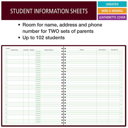 Class Record Book for 9-10 Weeks. 35 Names. Larger Grade Recording Squares. (R1035)