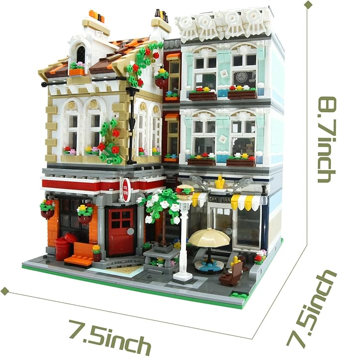 ZenithFlow Street View Building Blocks Kit Brick Square Mini Blocks Construction Toys European Architecture Model House Store Building Set Idea Gifts Home Decoration Collection for Adults 3299 PCS