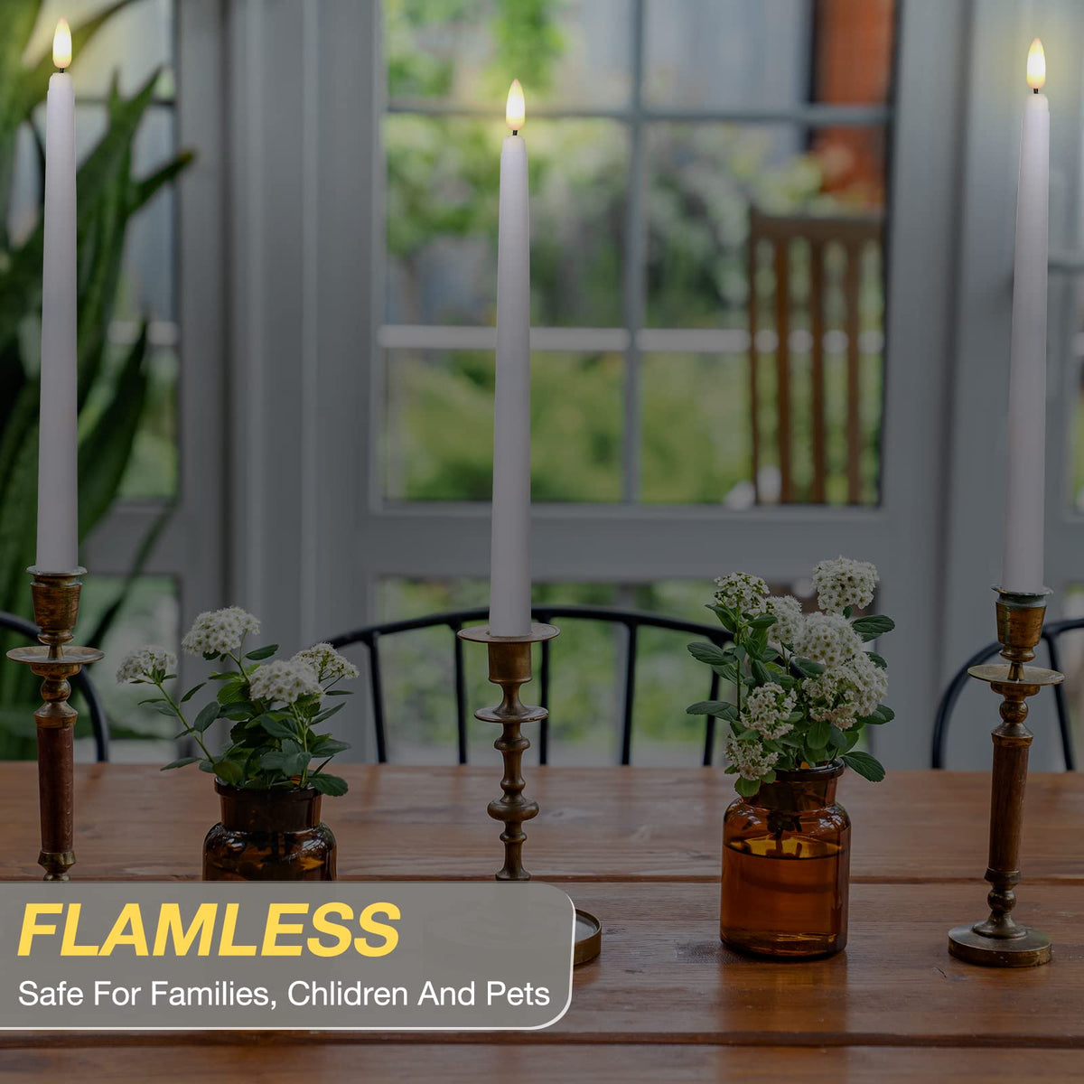 Tuanse 20 Pcs Flickering Flameless Taper Candles Bulk LED Battery Operated Realistic Flame Effect with Remote & Timer Safe No Fire Wax Drip Candles for Wedding Church Home Decor (10.83",White)