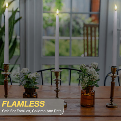 Tuanse 20 Pcs Flickering Flameless Taper Candles Bulk LED Battery Operated Realistic Flame Effect with Remote & Timer Safe No Fire Wax Drip Candles for Wedding Church Home Decor (10.83",White)