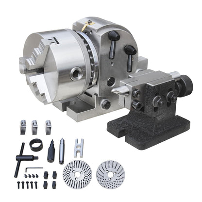 KAKA INDUSTRIAL Dividing Head 5 inch 3-Jaw Chuck, MT2 Tailstock and Dividing Plates | Milling Machine Indexing Attachment for Precision Gear Cutting BS-0