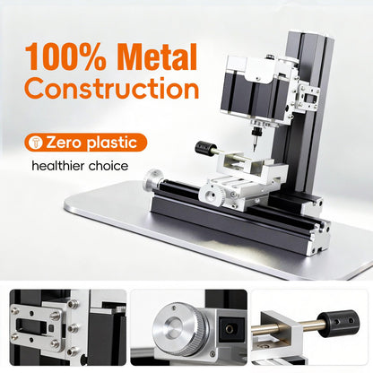 AcmeFlare Mini Milling Machine, Electroplated Metal 36W 20000rpm 3-Axis 0.02mm Precision DIY Vertical Mill for Metal Wood Plastic Machining