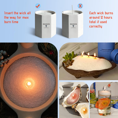 BALEAGCDL Pearled Candle 18 Oz with 30 Wicks - Unscented Sand Candles White Refillable Wax Lasts up to 120 Hours - Smooth and Clean Burning for Candle Making