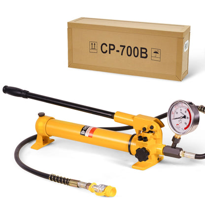 TOORGO CP-700 Hydraulic Hand Pump with Oil Gauge,Hand Operated Pump Manual Pump Hydraulic Pump for Lifting Cylinders