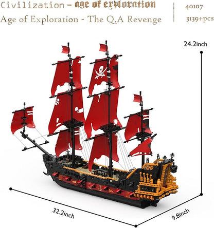 JMBricklayer Pirate Ship Building Sets for Adults 40107 Queen Anna's Revenge Pirate Ship Building Blocks Construction Set Ship Collection Display Office Room Decor Gifts for Kids Teens Boys 8+