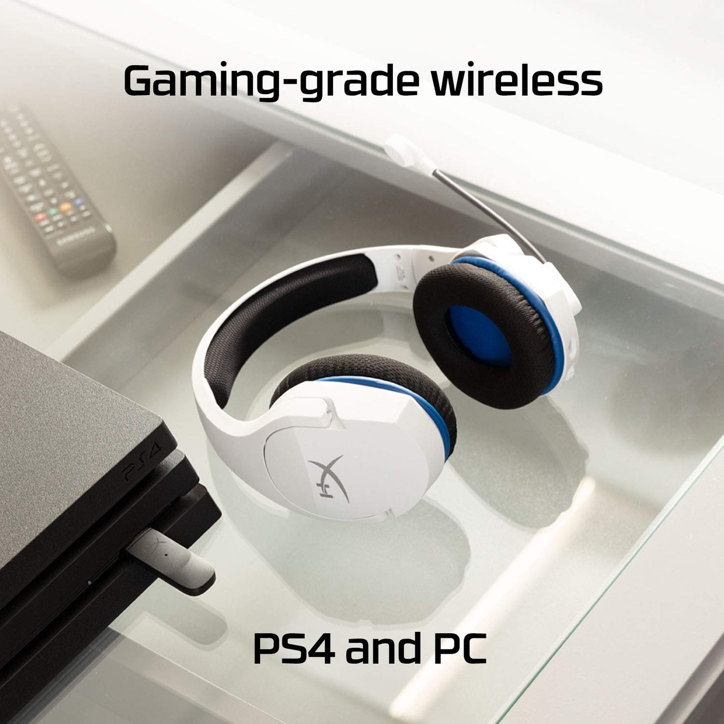 HyperX HHSS1C-KB-WT/G Cloud Stinger Core – Wireless Gaming Headset, for PS4, PS5, PC, Lightweight, Durable Steel Sliders, Noise-Cancelling Microphone - White