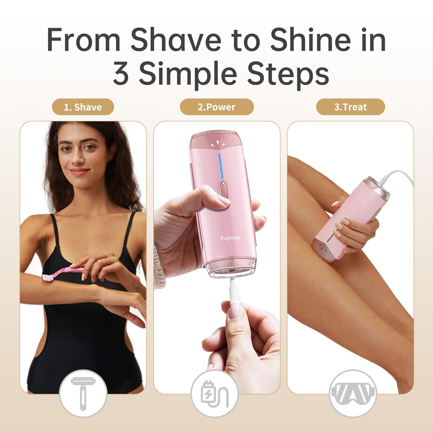 Amifiy Ice Cooling IPL Home Use Hair Removal Device, Laser Hair Removal Machine Painless Epilator for Women Men, 3 Energy Levels & 2 Modes, Face Body Use with Razor & Glasses