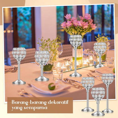 Qunclay 18 Pieces Crystal Candle Holders Bulk Candle Stick Holder Centerpieces for Table Wedding Centerpieces Crystal Decorative Tealight Dining Table Decor for Party(Silver)
