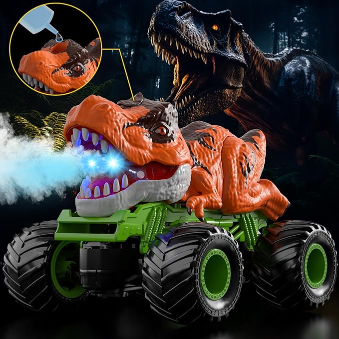 Bennol Remote Control Dinosaur Car for Boys Kids 2.4Ghz RC Dinosaur Truck Toys for Toddlers Electric Hobby RC Car Toys with Light &amp Sound Spray Birthday Gift for 3 4 5 6 7 8 Year olds Kids Boys