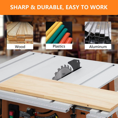 Table Saw, 10 Inch 15A Multifunctional Saw With Stand & Push Stick, 90° Cross Cut & 0-45° Bevel Cut, 5000RPM, Adjustable Blade Height for Woodworking, Orange