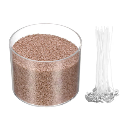 MECCANIXITY Pearled Sand Candles with 20 Pcs Wicks 7Oz / 200g Candle Beads Refillable Powder Sand Wax Making Kit for Thanksgiving Christmas Wedding Party DIY Home Crafts, Brown