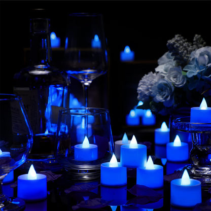 Coume 6000 Pcs Artificial Rose Petals with 72 Pcs Flameless LED Candles Romantic Decorations Fake Candles Anniversary Decorations for Valentine's Day Wedding Night(Blue)