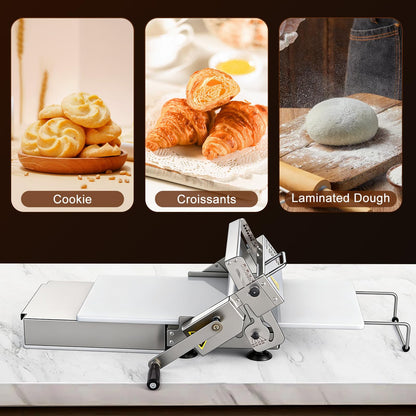 Folding Dough Sheeter Machine, 15.5"Stainless Steel Manual Dough Roller Adjustable Thickness with Sheeter Board for Pizza Croissants Pastry Crust Pastry (Type 400)