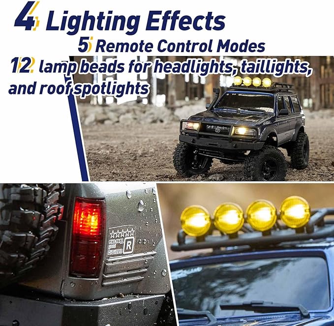 FCX18 FMS RC Crawler Toyota Cruiser 1/18 LC80 Offroad Trucks 4X4 RC Rock Crawler with Portal Axles LED Lights for Adults (Grey)