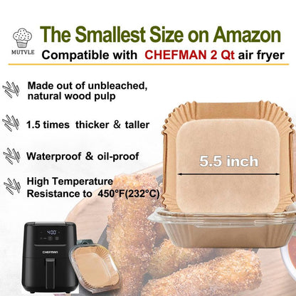 2 QT Air Fryer Liners for CHEFMAN 2 Qt Mini Air Fryer, Air Fryer Liners Disposable Small 2 qt 2.6qt, Small AirFryer Liners, DASH Air Fryer Liners