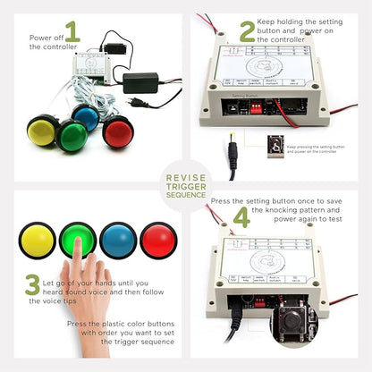 Escape Room Props 5 Colors Buttons Mechanism Press It In Order To Control 12V Magnet Lock For Exit Game Owner Player Adventurer (10 Buttons No Audio)