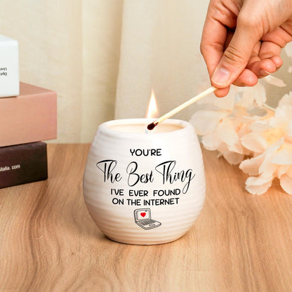 Gifts for Her Girlfriend Wife, Girlfriend Birthday Gifts, 10 Oz Handmade Ceramic Lavender Scented Candle, Valentines Anniversary Christmas Gift for Her Gilrfriend, Romantic Candles