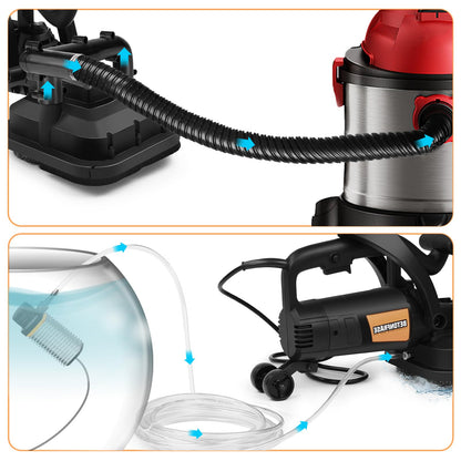 4-Head 3800W Concrete Floor Grinder with Extendable Rod, 4'' Concrete Floor Polisher with Dust Extraction Shroud, 6 Gears, 6000RPM Concreter Surface Planner for Grinding Concrete Cement Marble