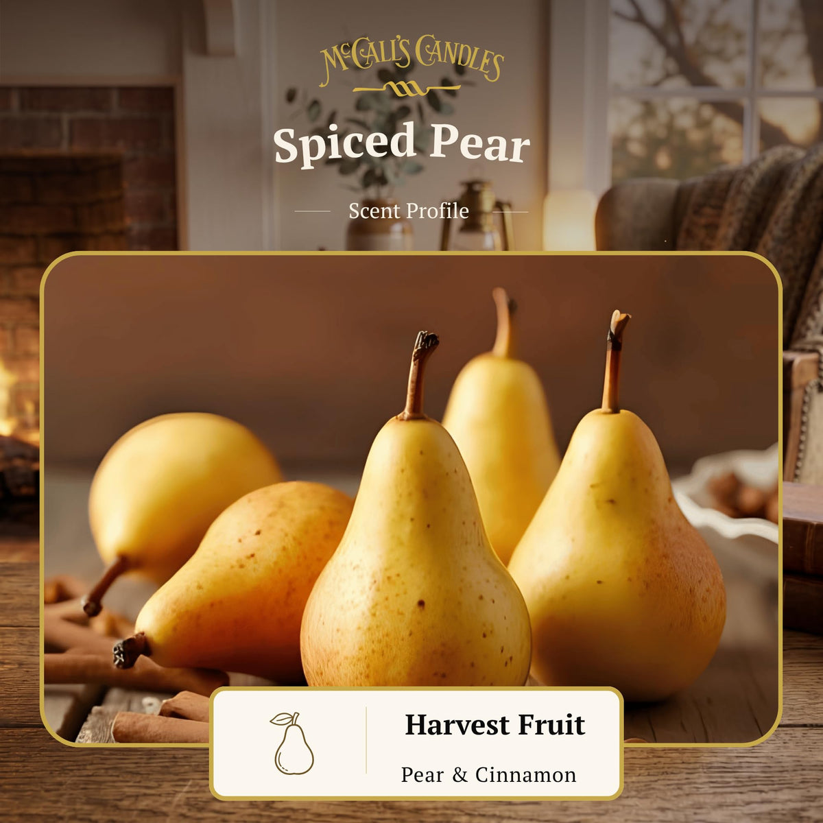 McCall’s Candles | Spiced Pear | 16 oz Two-Wick Scented Candle | USA-Poured | Vintage Mason Jar with Carrying Handle | Juicy Pear, Cinnamon & Fruit Melody Fragrance