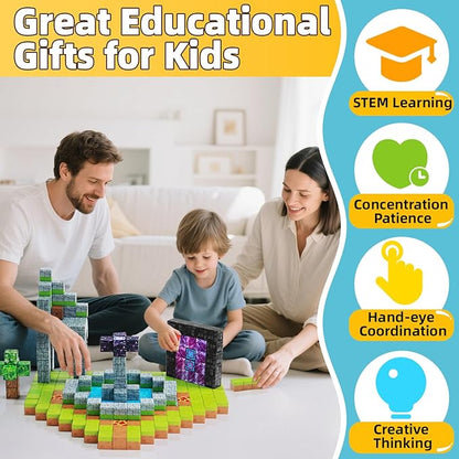 EchoPlan 150PCS Magnetic Blocks Magnetic Building Blocks STEM Constructions Magnet Blocks for Boys Girls Age 3 4 5 6 7 8 9 10 Sensory Stacking Toy Christmas Birthday Gifts for Kids 1 Large Size