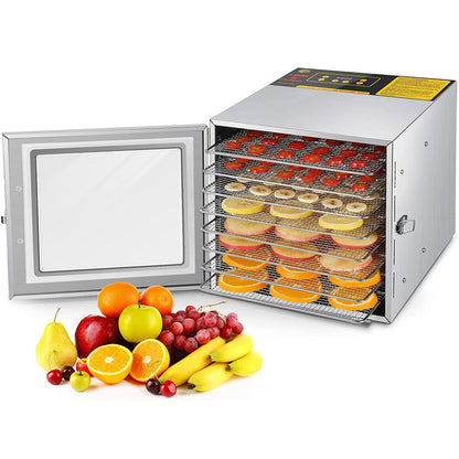 FAHKNS Dehydrater for Food And Jerky Deshidratador De Alimentos Fruit Dehydrator Commercial Used Meat Beef Maker Frutas Lem Herb Dryer 8 Trays Stainless Steel Desidratador