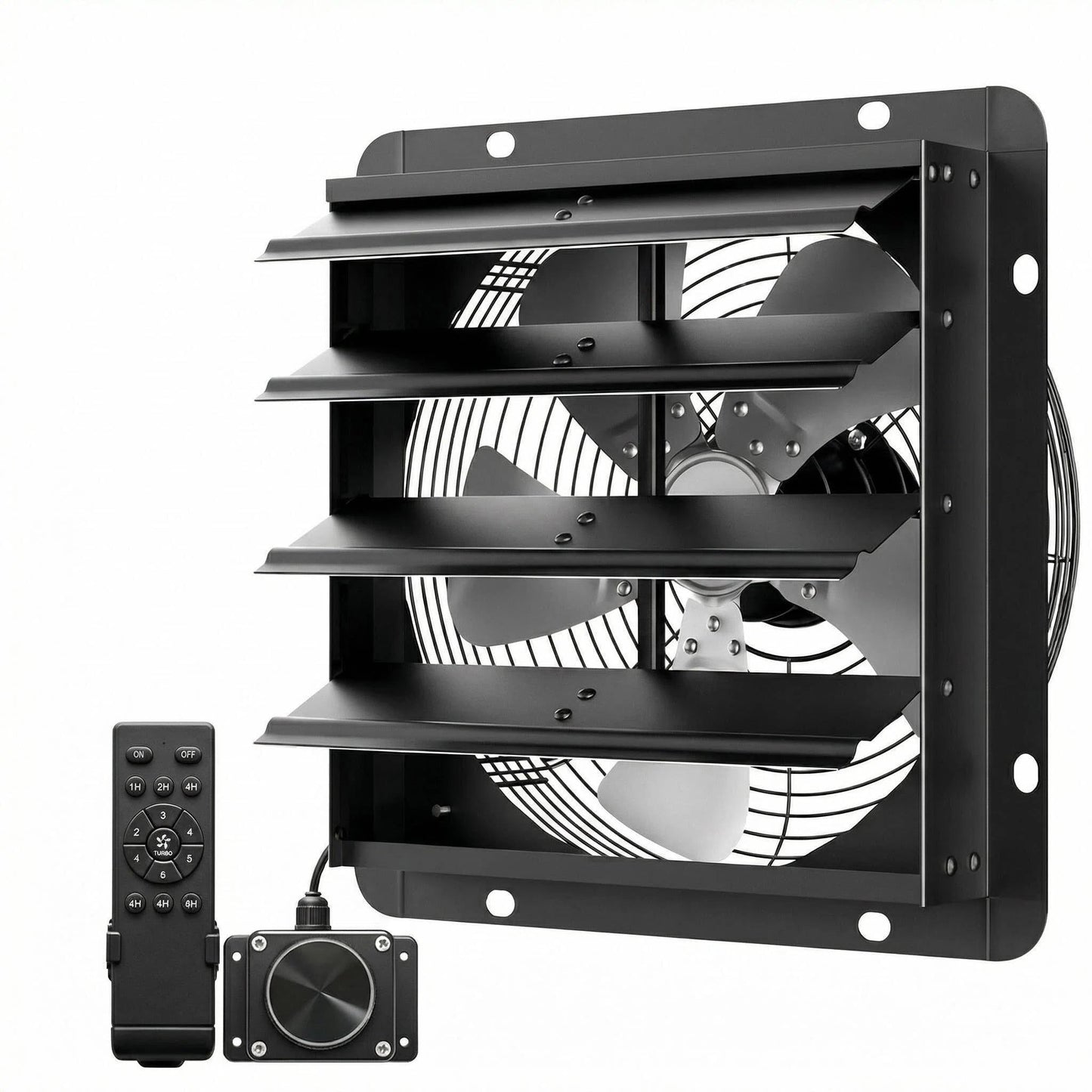 DeebooTEK 12 Inch EC Motor Exhaust Fan - 1580 CFM Wall Mounted Shutter Fan with Stepless Controller, Ultra Quiet, Pure Copper, for Whole House Greenhouse Grow Room Garage Attic