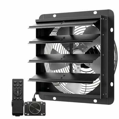 DeebooTEK 12 Inch EC Motor Exhaust Fan - 1580 CFM Wall Mounted Shutter Fan with Stepless Controller, Ultra Quiet, Pure Copper, for Whole House Greenhouse Grow Room Garage Attic