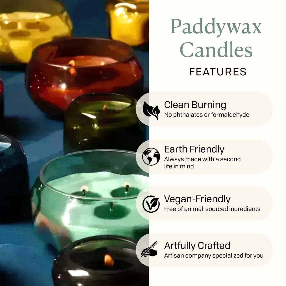 Paddywax Basalt Collection Scented Candle, Soy Wax Blend Glass Jar with Lid, Reusable Home Décor Candle, 10 oz, Green Vessel, Wild Fig and Cedar