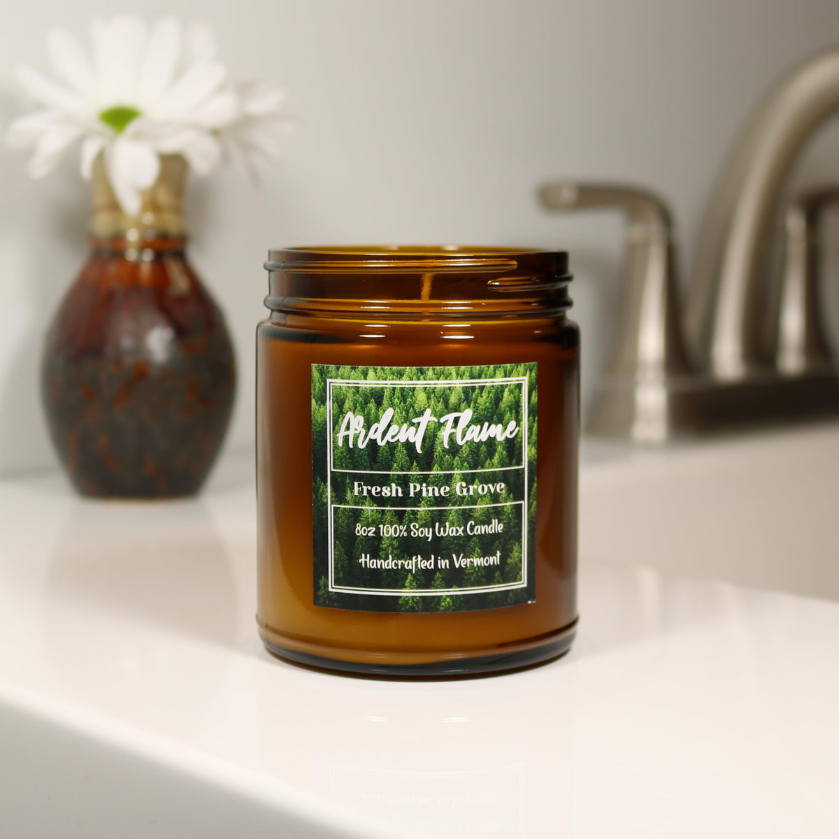 Ardent Flame Candles | Fresh Pine Grove | 100% Natural Soy Wax Candle for Home Decor | Highly Scented | Premium Fragrance | Handmade in Vermont, USA | 8 oz | Long Lasting | Gift for Women and Men