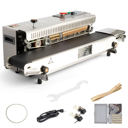 U.S. Solid Continuous Bag Band Sealer for Thick Bags Sealing Machine, Automatic Horizontal Band Sealer with Digital Temperature Control for PVC Bags Films Stamp Coding 110V/60HZ