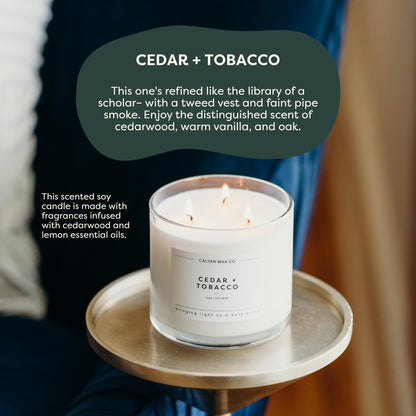 Calyan Wax Co. Fall 3 Wick Scented Candle Gift Set - 4 Luxury Autumn Scented Candles - 43 Hour Burn - 3 Wick Clean Soy Wax Candles - Long Lasting Large Glass Jar Candle for Home - 14.9oz