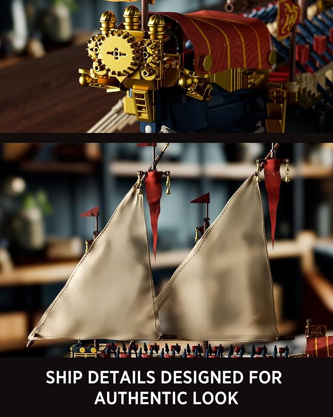 Nifeliz Galley Sailing Ship Building Set for Adults Galleass-Style Flagship Model Set for Display and Collection Ideal Gift for Ship Enthusiasts (1536 PCS NF10338)