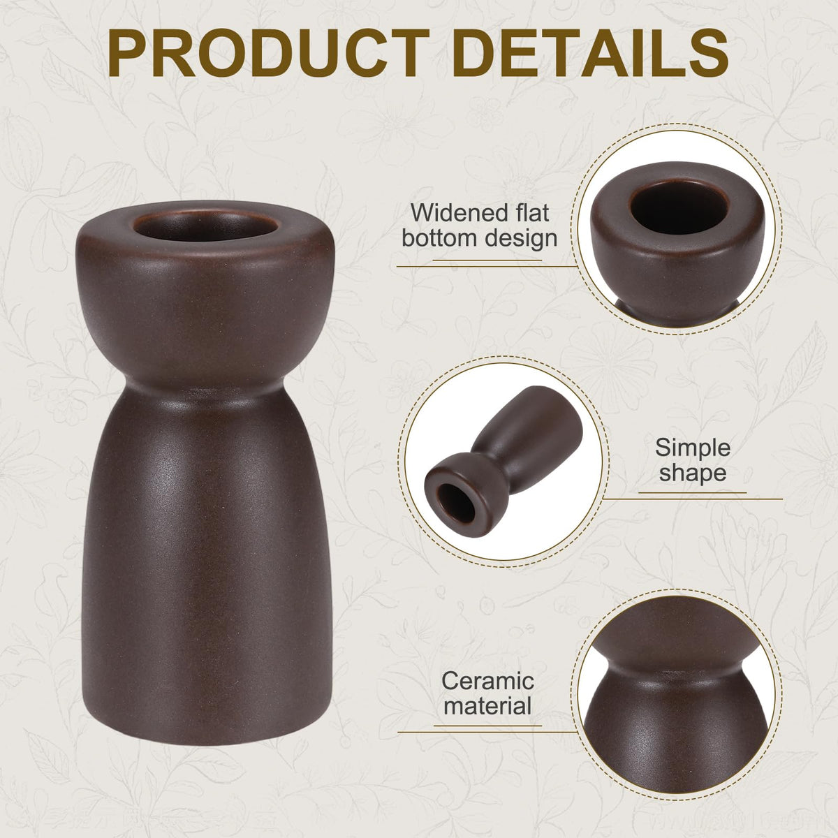 uxcell 2 Pack Candlestick Holder Black Brown Ceramic Taper Candle Holder Candle Stand Holders Modern Style Decoration for Centerpiece Tabletops Anniversary