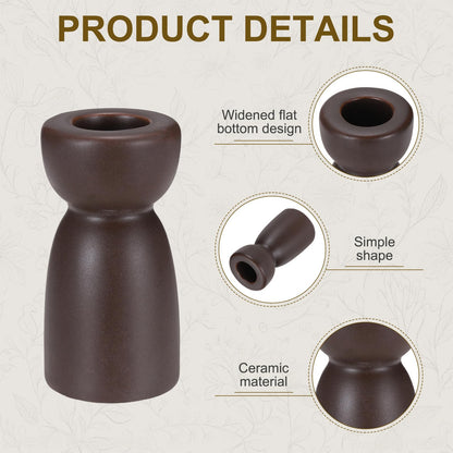 uxcell 2 Pack Candlestick Holder Black Brown Ceramic Taper Candle Holder Candle Stand Holders Modern Style Decoration for Centerpiece Tabletops Anniversary