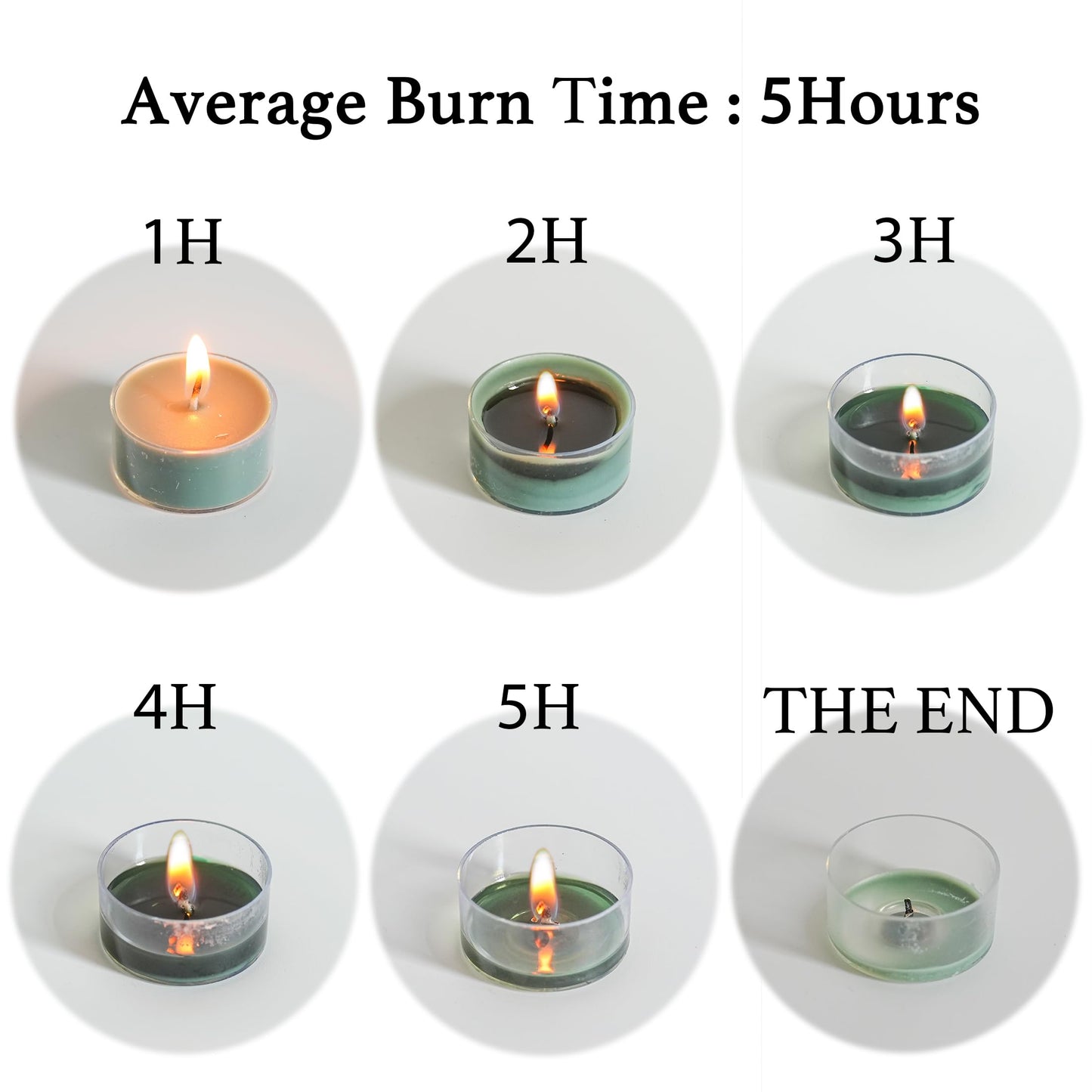 MUUFAZA 12 Unscented Natural Soy Tealight Candles in Clear Cups, 5H Long Clean Burning, Hand-Poured Green Mini Tea Candle Set for Parties, Spa, Meditation, Gift, Holiday, Emergency, Home Decor