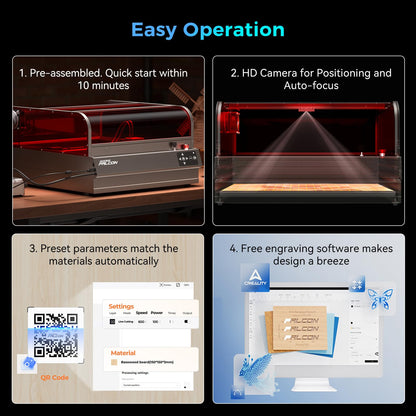 Creality Laser Engraver Faclon2 Pro S 40W Desktop Diode Laser Cutter and Engraver Machine with Enclosure,Smart Camera,Air Assist,Engraving Machine for Wood Acrylic Leather Stone Metal