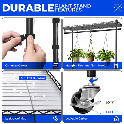 Barrina CX3 Plant Stand with Grow Light, 4-Tier, 3FT 5000K, 108W Full Spectrum Indoor DIY Plant Shelf with Lights, Flower Pot Display Rack, Greenhouse, Wheel, Mechanical Timer, 35.4"x13.8"x70.9"