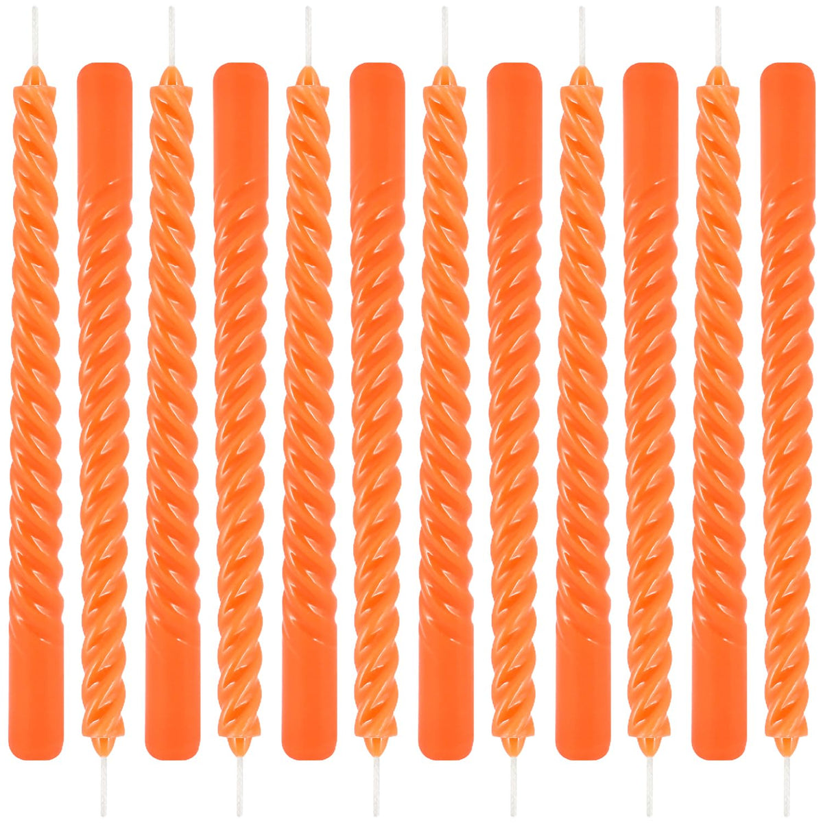 12Pack 10 Inch Orange Spiral Taper Candles?Unscented and Long Burning Dripless Twisted Candlesticks for Home Fall Decor,Gift,Wedding, Birthday,Mother's Day