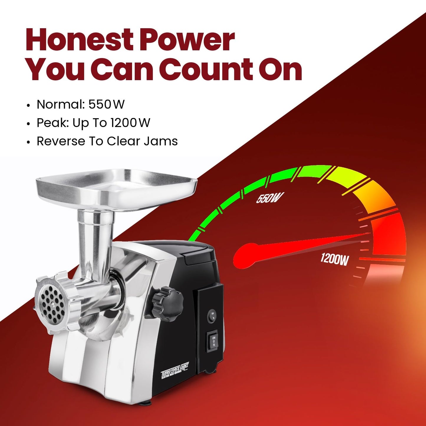 STX International Turboforce Cadet 2000 Series Electric Meat Grinder | 5-in-1 Powerful Home Use | Sausage Stuffer | Kubbe Maker | 4 Grinding Plates | Stainless Steel Blades & More Included