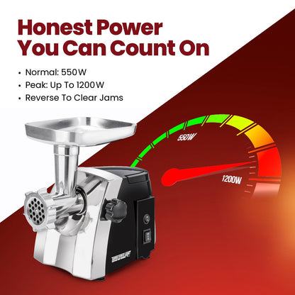 STX International Turboforce Cadet 2000 Series Electric Meat Grinder | 5-in-1 Powerful Home Use | Sausage Stuffer | Kubbe Maker | 4 Grinding Plates | Stainless Steel Blades & More Included