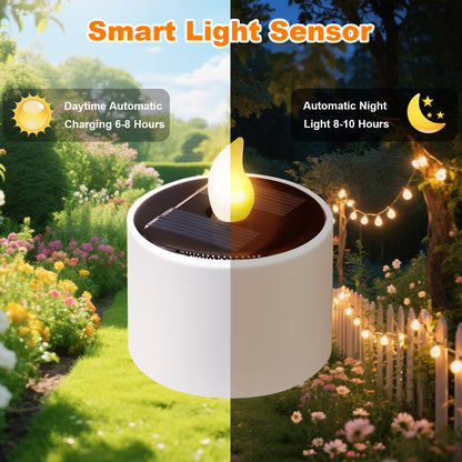 ANGMLN 10pcs Solar Tea Lights Outdoor Waterproof, Flameless Flicker LED Solar Candles with Dusk to Dawn Sensor, Reuseable Tea Light Candles for Lantern Garden Camping Party Home Decor,2.3''x2.1''