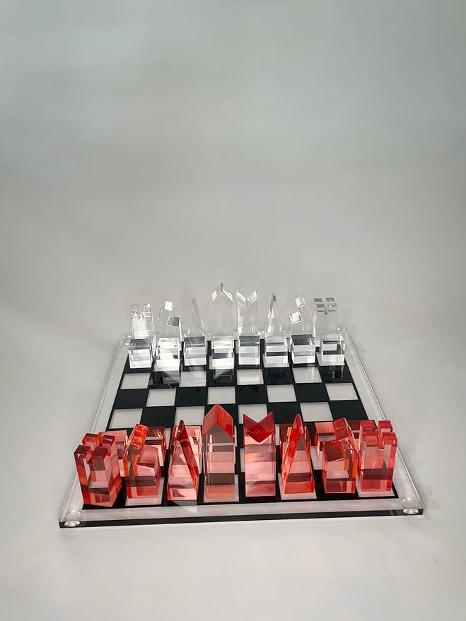 Luxury Acrylic Chess Set Sophisticated Stylish Design 2 Players Age 12+