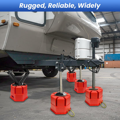 ROBLOCK 8"H Trailer Jack Block 4 Pack with Bag Rope, Heavy Duty RV Stabilizer Blocks for Any Tongue Jack, Post, Foot, 5th Wheels, Round, Square or Scissor Stabilizer, RV Essentials for Travel Trailers