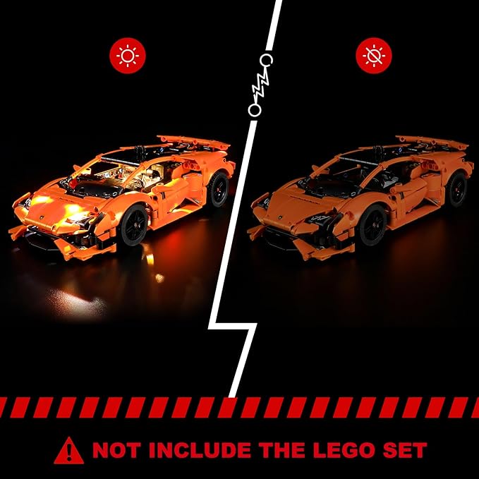 BRIKSMAX Led Lighting Kit for Lego-42196 Lamborghini Huracán Tecnica Orange - Compatible with Lego Technic Building Set- Not Include Lego Set