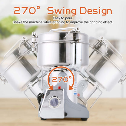 BAOJIAFU Electric Grain Mill 1000g High-speed Grain Spice Herb Grinder 2600W Dry Grinder Machine 304 Stainless Steel Superfine powder High-speed Grain Mill 36000r/min for Kitchen Home and Commercial